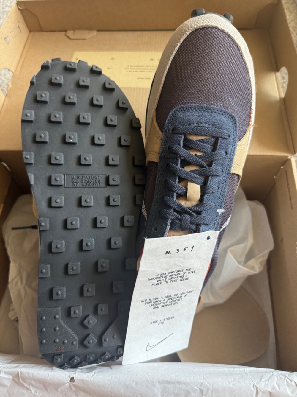 Nike Daybreak-Type Sneakers in Navy, Cream and Orange - Picture 9 of 10